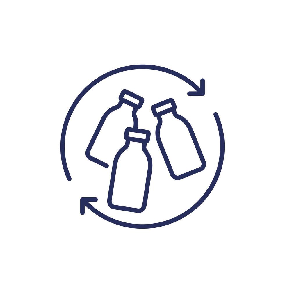 reciclaje el plastico botellas línea icono en blanco vector