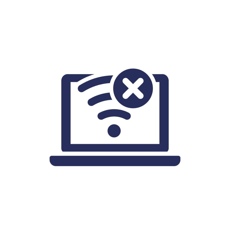 no wi-fi connection icon with a laptop on white vector