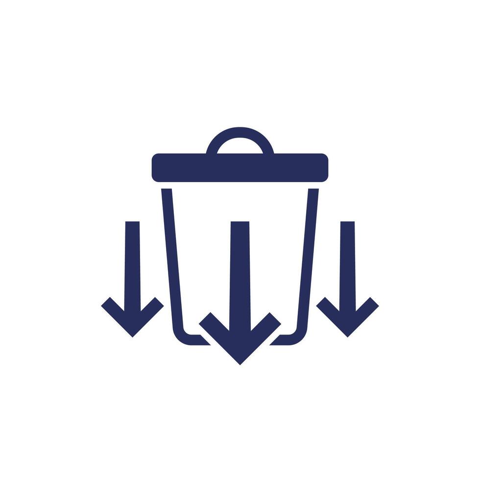 Reducing waste icon with a trash bin vector