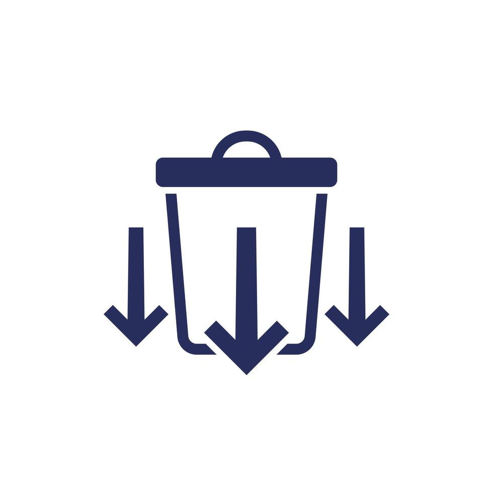 Reducing waste icon with a trash bin vector