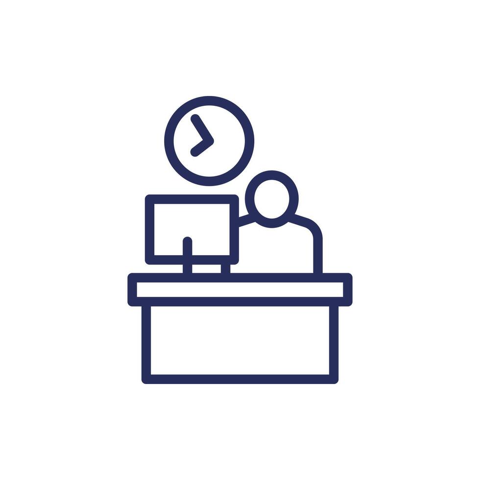 overtime work line icon with a worker vector