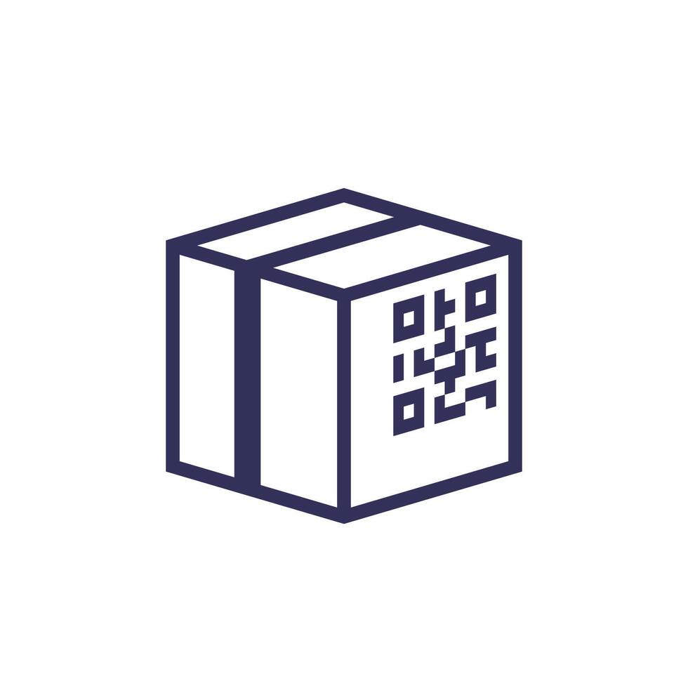 paquete con qr código icono, vector