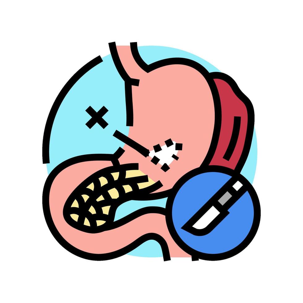 pancreatectomía cirugía hospital color icono vector ilustración