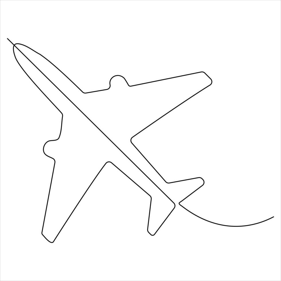 continuo soltero línea Arte dibujo de comercial avión y concepto para excursión turismo vector