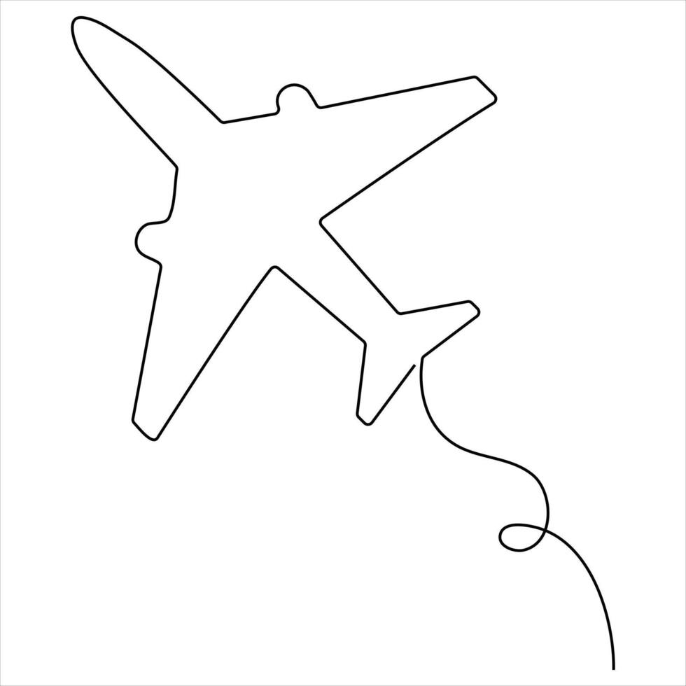 Continuous single line art drawing of commercial airplane and concept for tour tourism vector