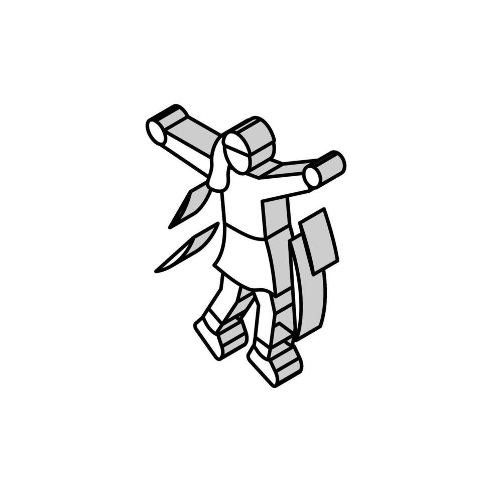 girl jumping isometric icon vector illustration