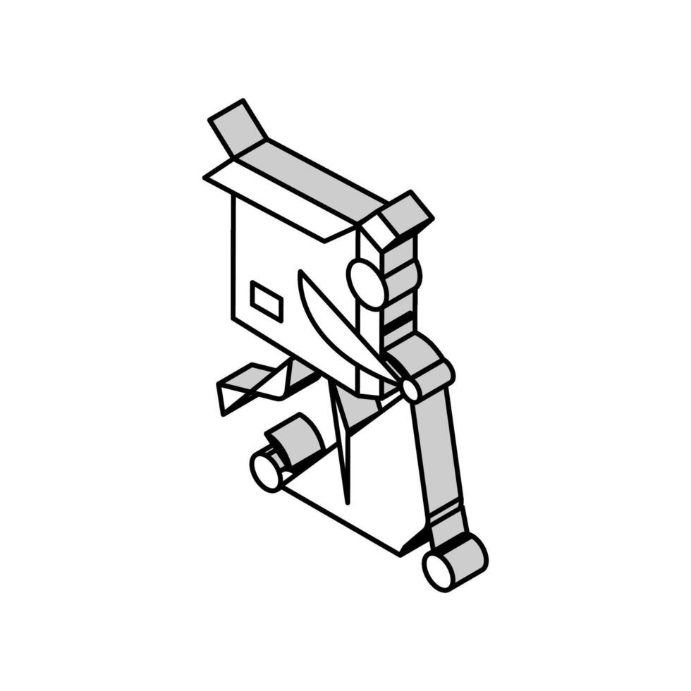 scooter paseo cartulina caja personaje isométrica icono vector ilustración