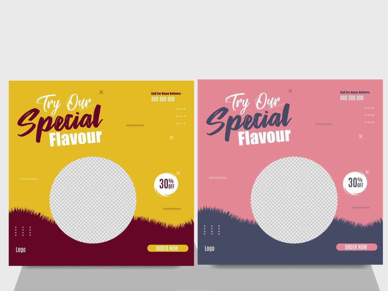 encantador social medios de comunicación comida bandera diseño vector