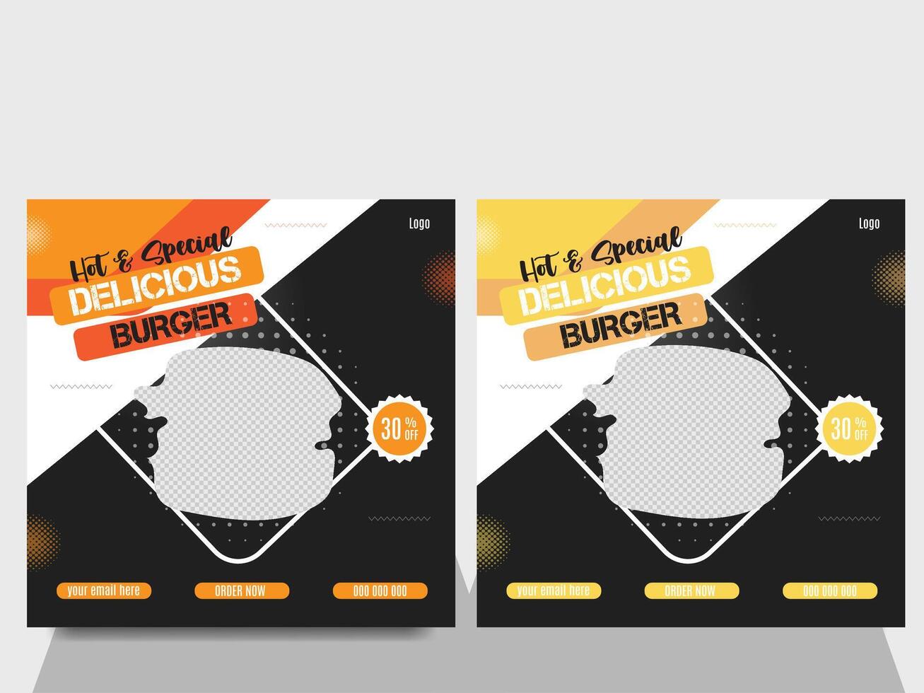 Delightful social media food banner design vector