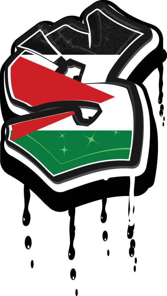 Palestine Flag Graffiti S Dripping Vector Template
