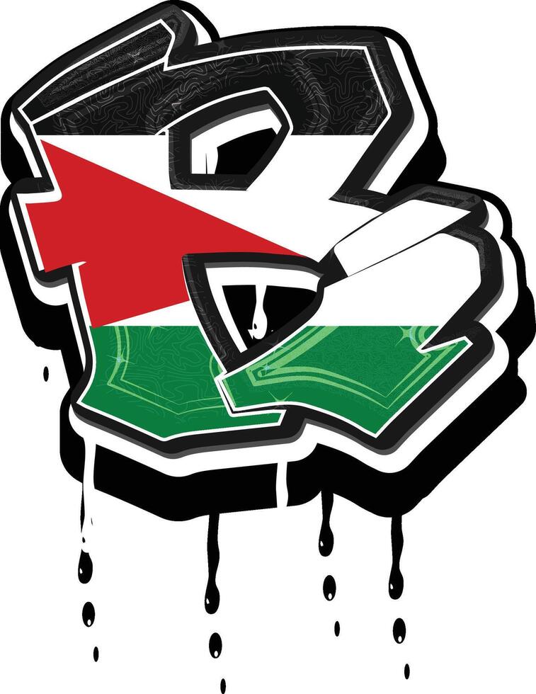 Palestine Flag Graffiti R Dripping Vector Template