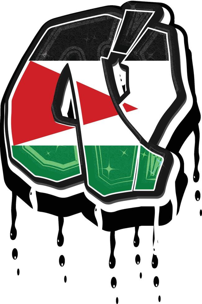 Palestine Flag Graffiti Dripping Vector Template
