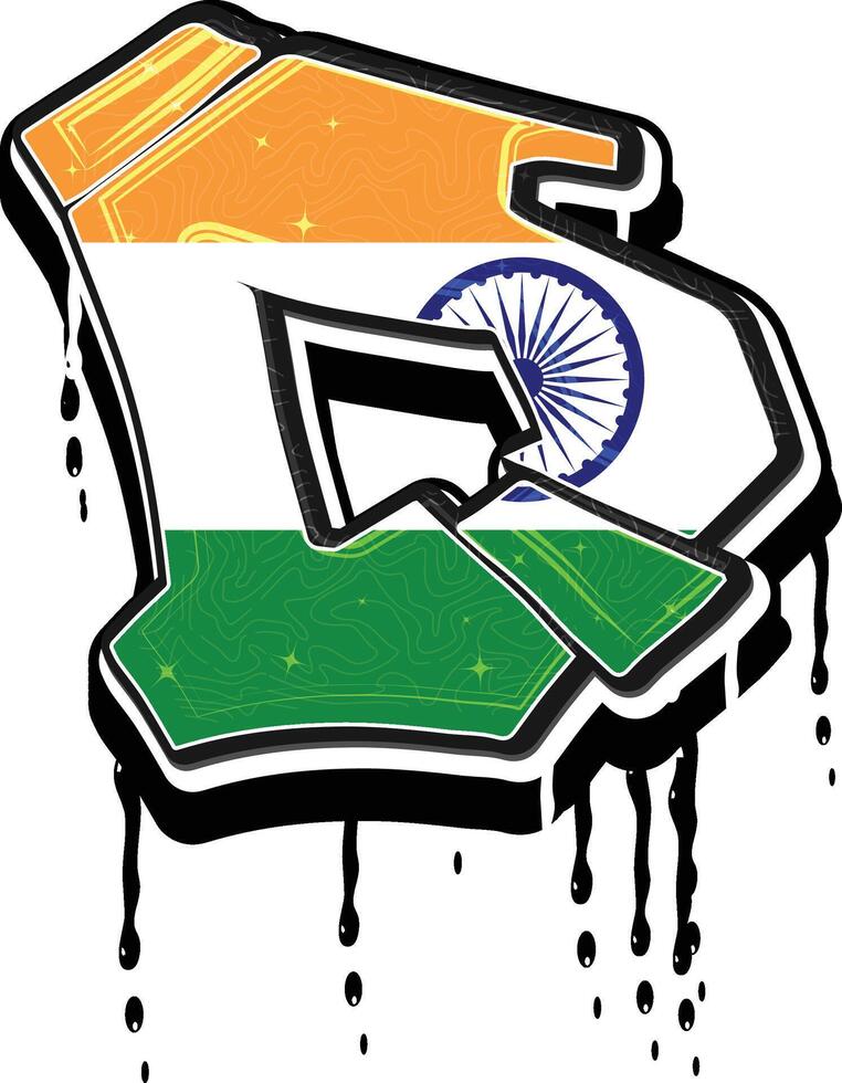 India Flag Graffiti Dripping Vector Template