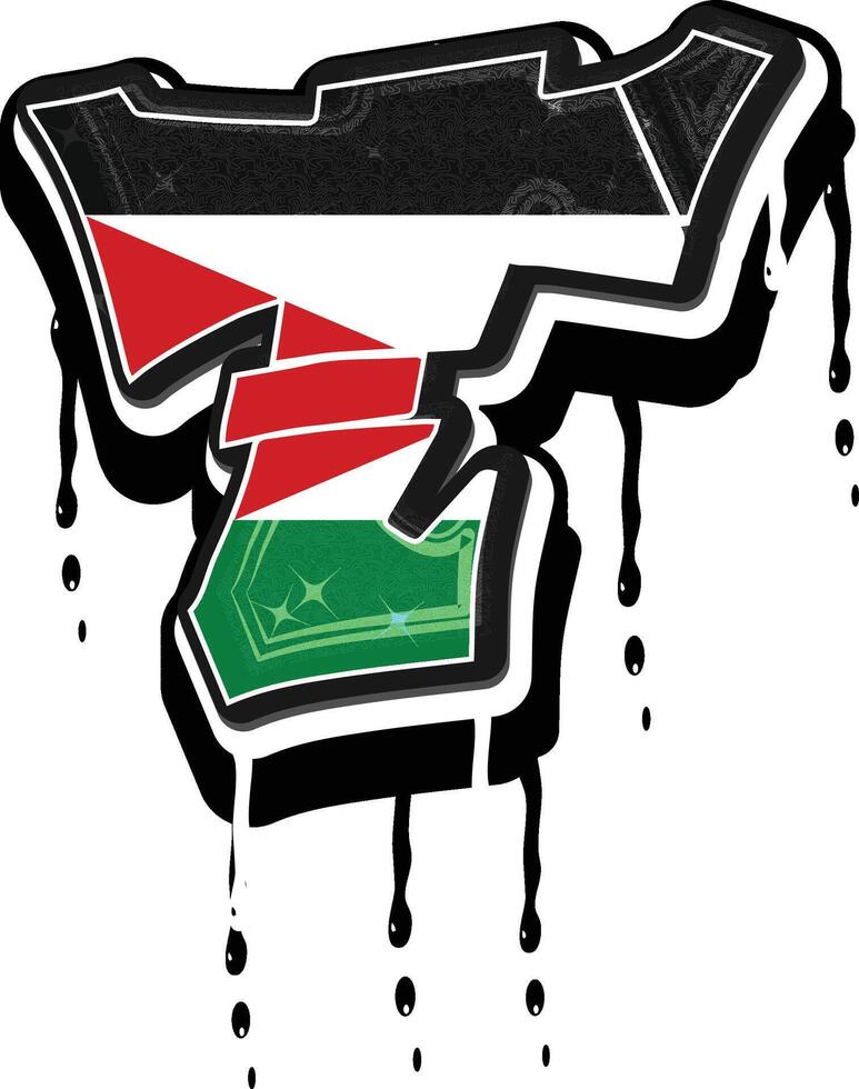 Palestine Flag Graffiti T Dripping Vector Template