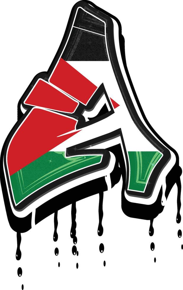 Palestine Flag Graffiti Dripping Vector Template