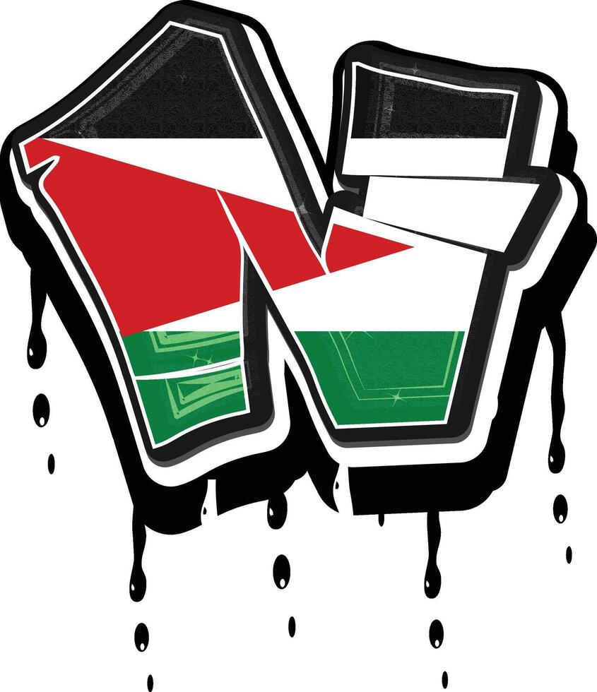 Palestine Flag Graffiti Dripping Vector Template