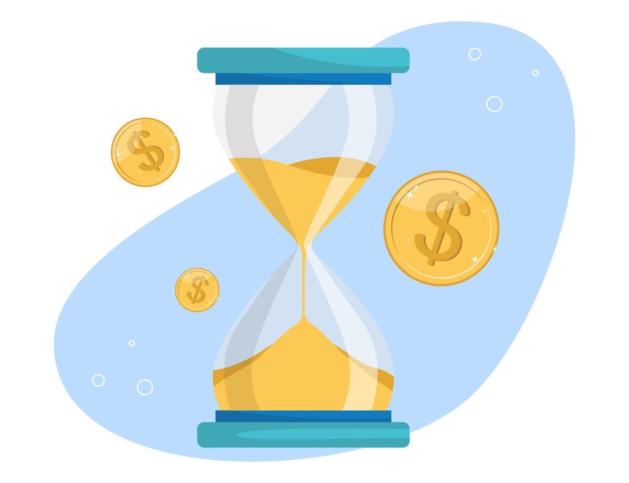 Coins near the hourglass vector