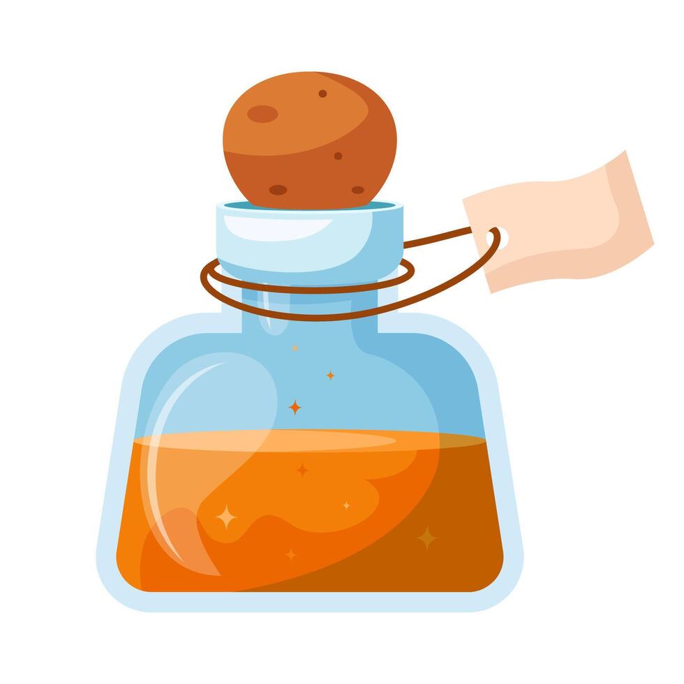 Orange potion in a bottle vector