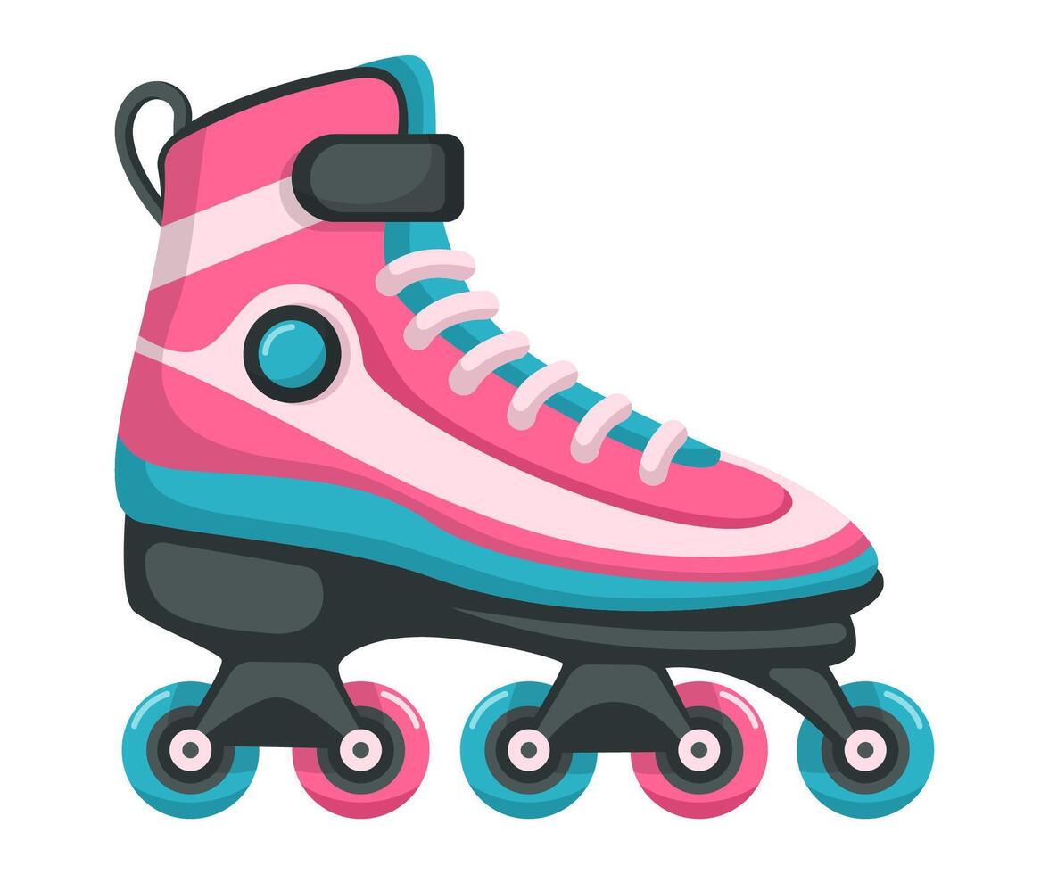 Pink roller skate with five wheels vector