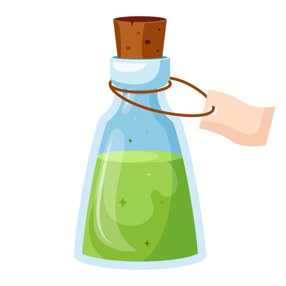 Green potion in a bottle vector