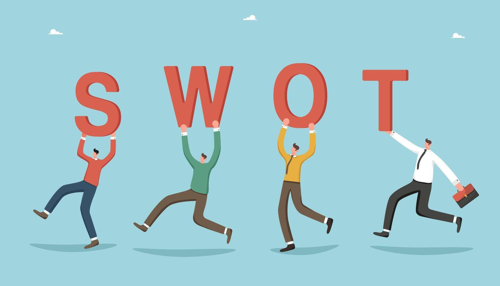 People runs with letters SWOT vector