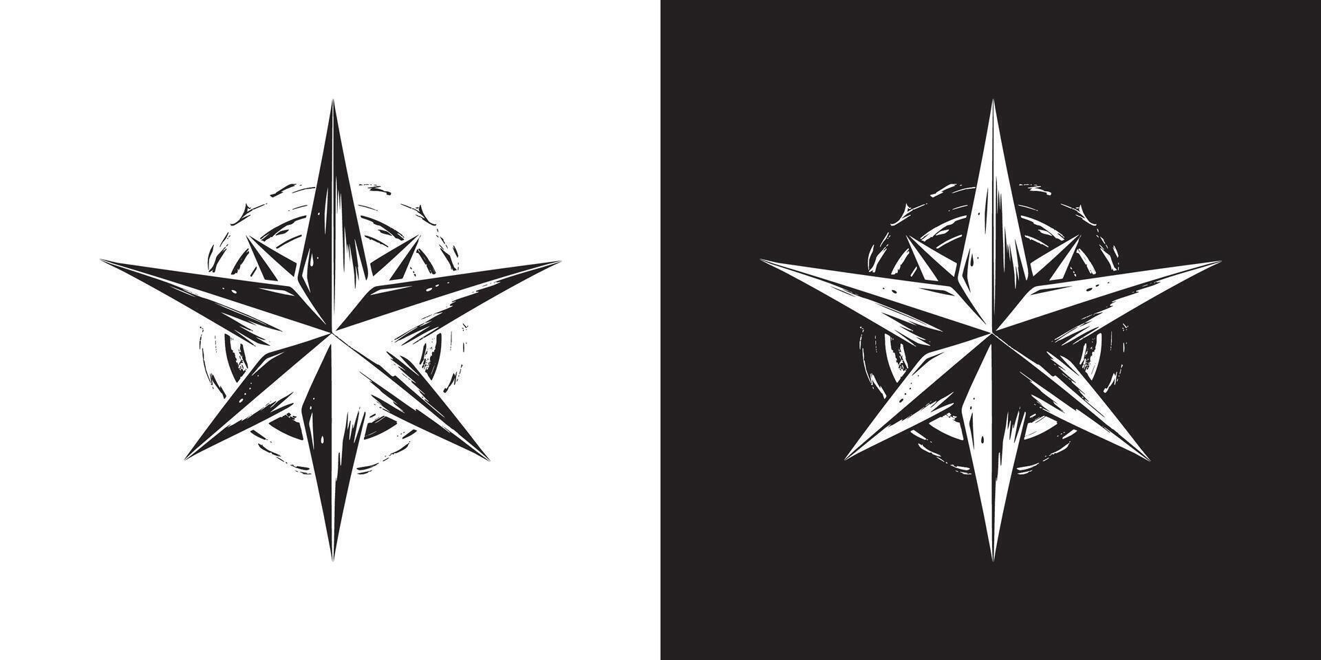 Vector Black and White Grunge Star