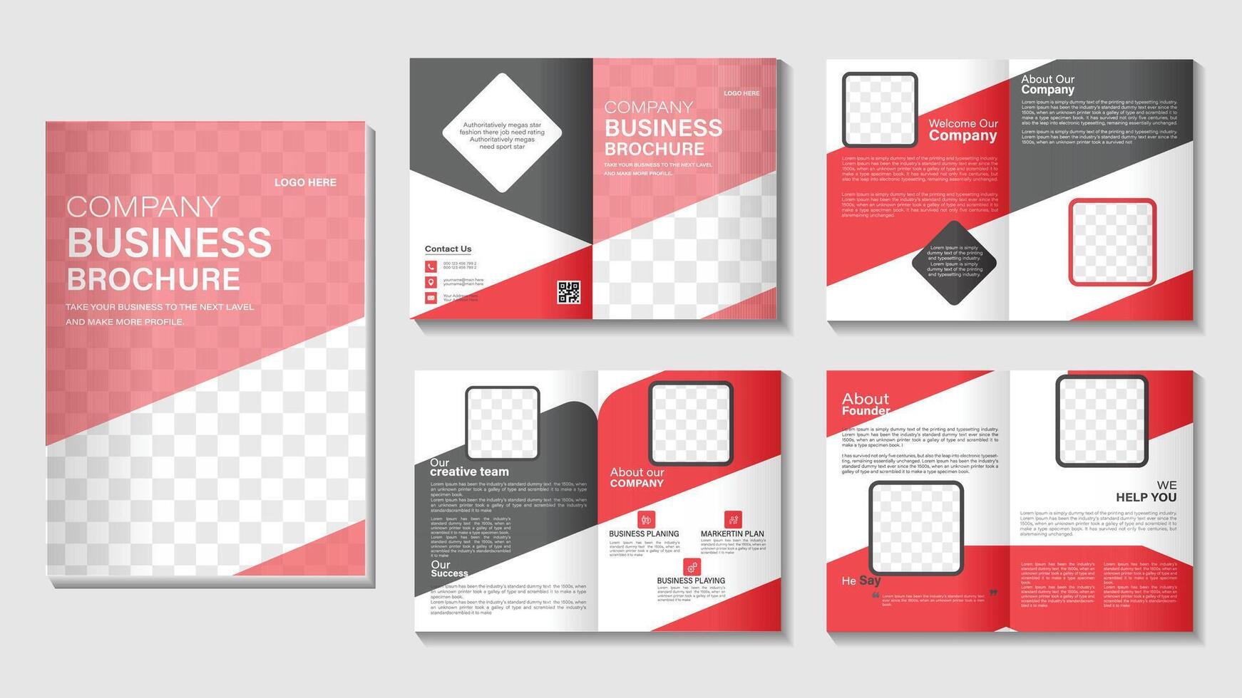 8 page company profile brochure design vector