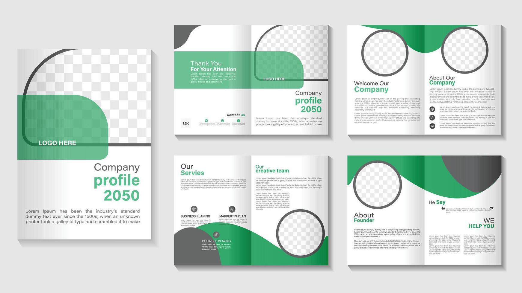 8 page company profile brochure design vector