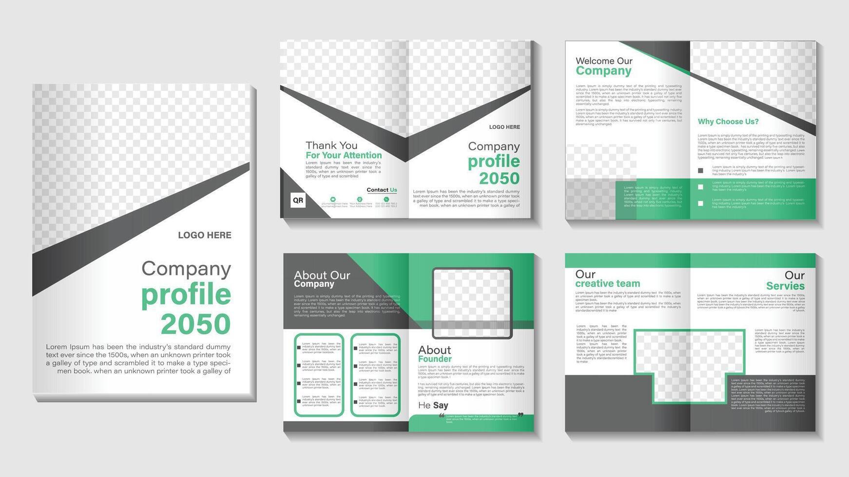 8 page company profile brochure design vector