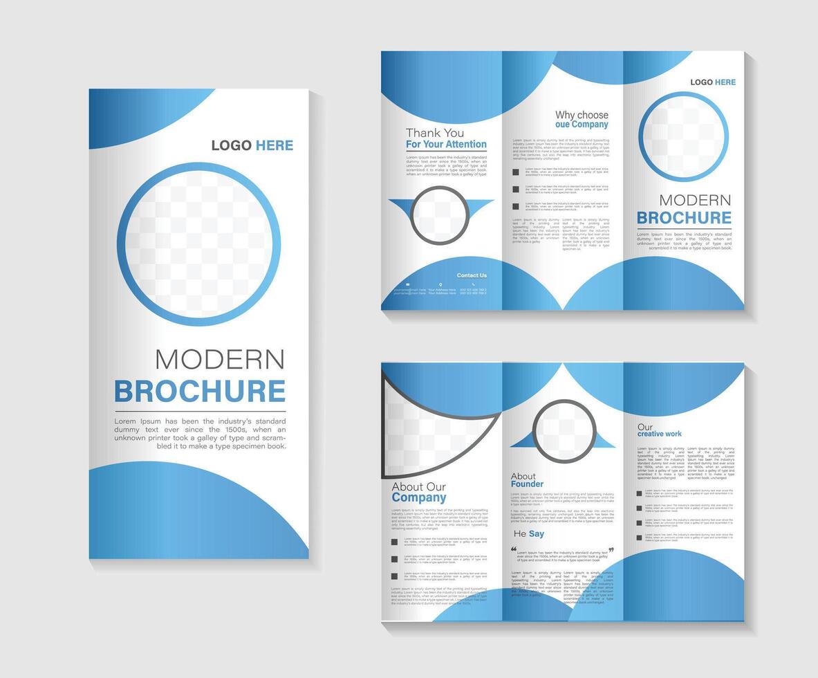 tri fold company profile brochure design vector