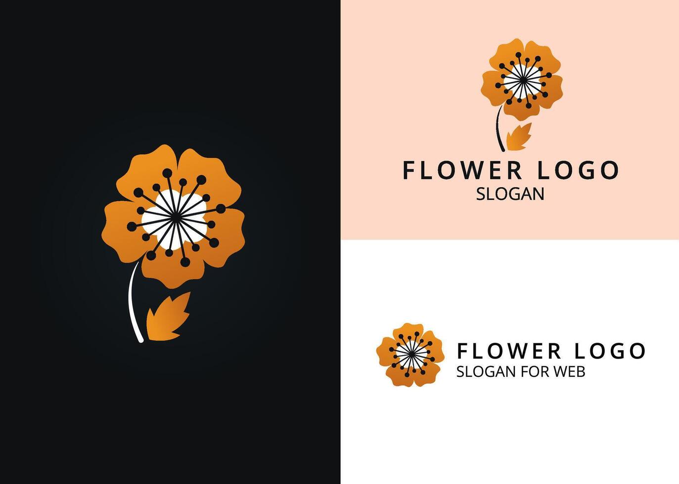 Golden Blossoms Emblem. A Minimalist Floral Logo with Sakura Symbol for Beauty Business vector