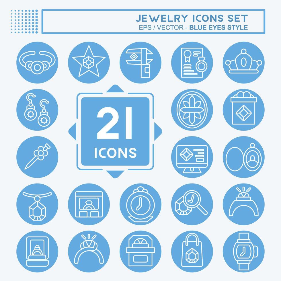 Icon Set Jewelry. related to Wedding symbol. blue eyes style. simple design editable. simple illustration vector