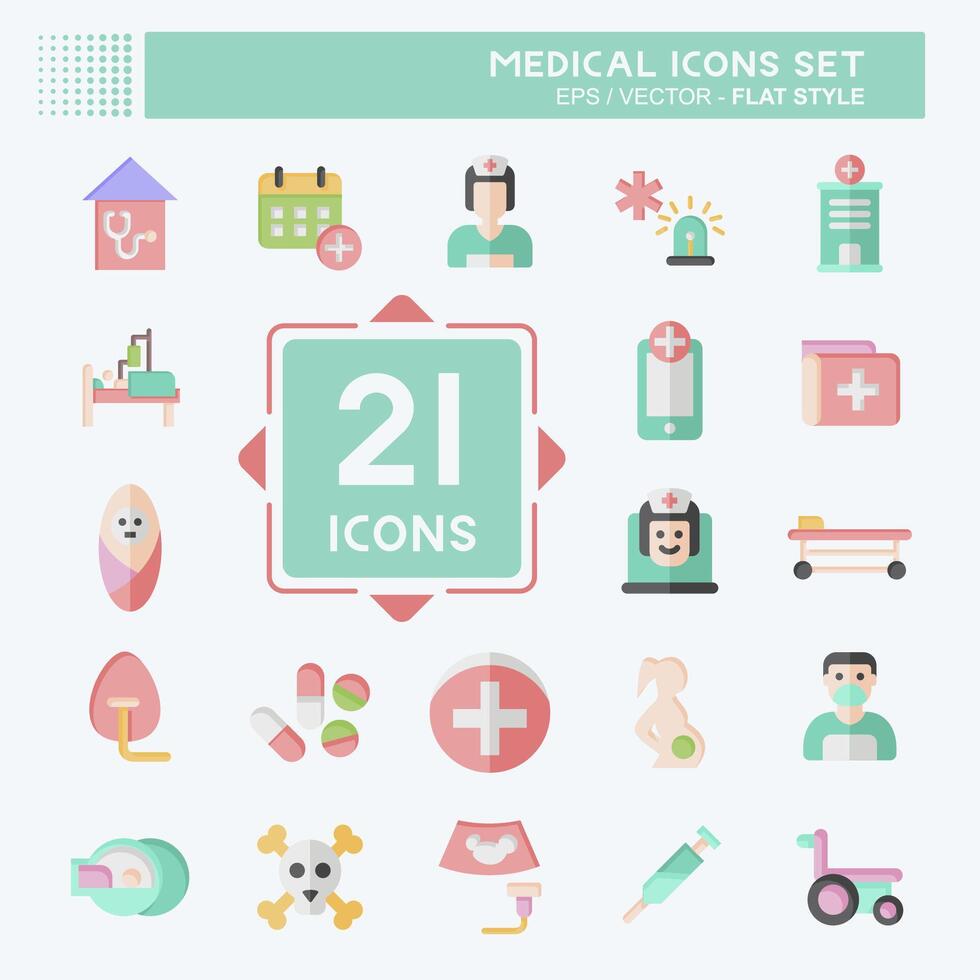 icono conjunto médico. relacionado a farmacia símbolo. plano estilo. sencillo diseño editable. sencillo ilustración vector