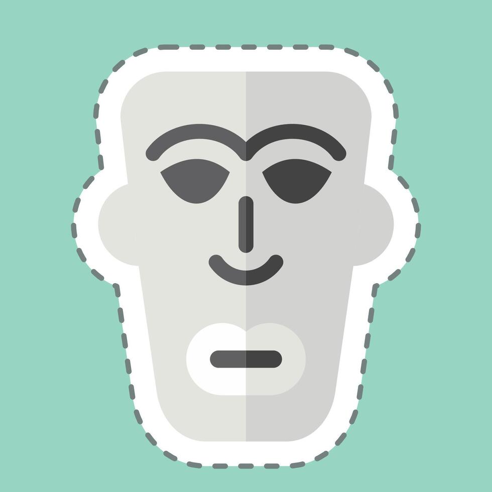 Sticker line cut African Mask. related to Kenya symbol. simple design editable. simple illustration vector