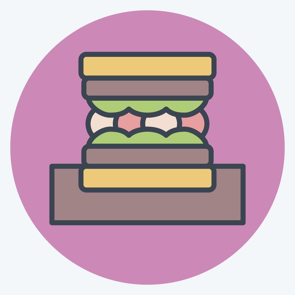 Icon Sandwich. related to Picnic symbol. color mate style. simple design editable. simple illustration vector