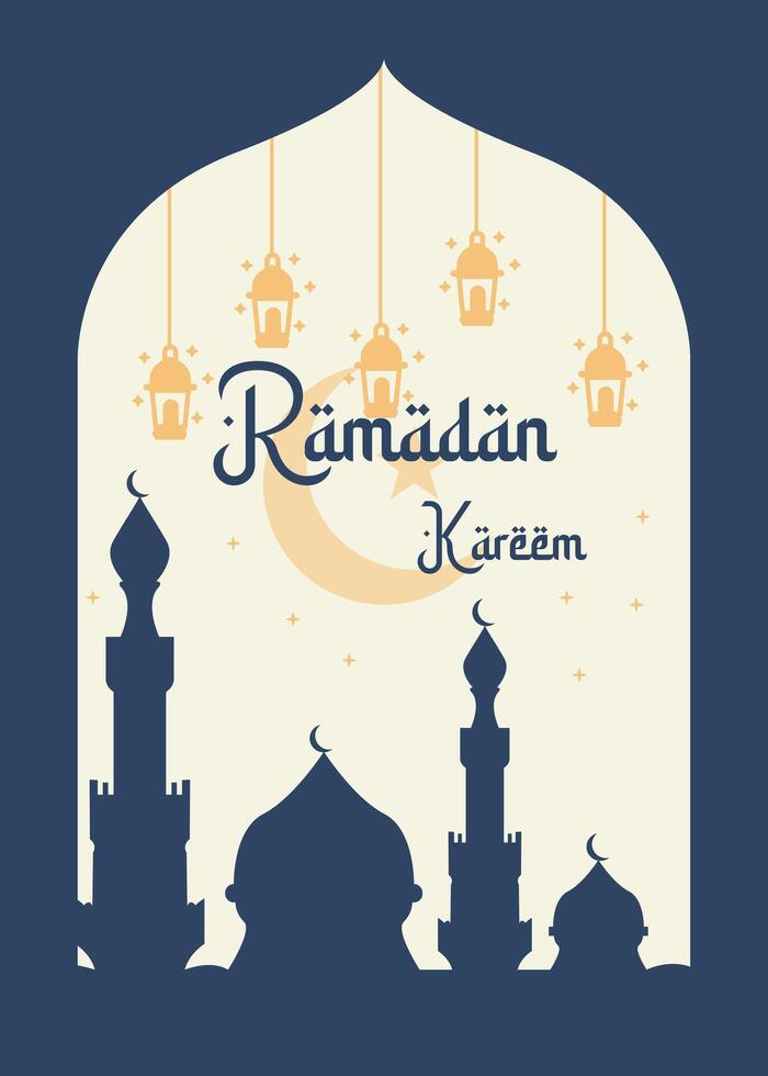 póster Ramadán kareem minimalista monitor diseño vector