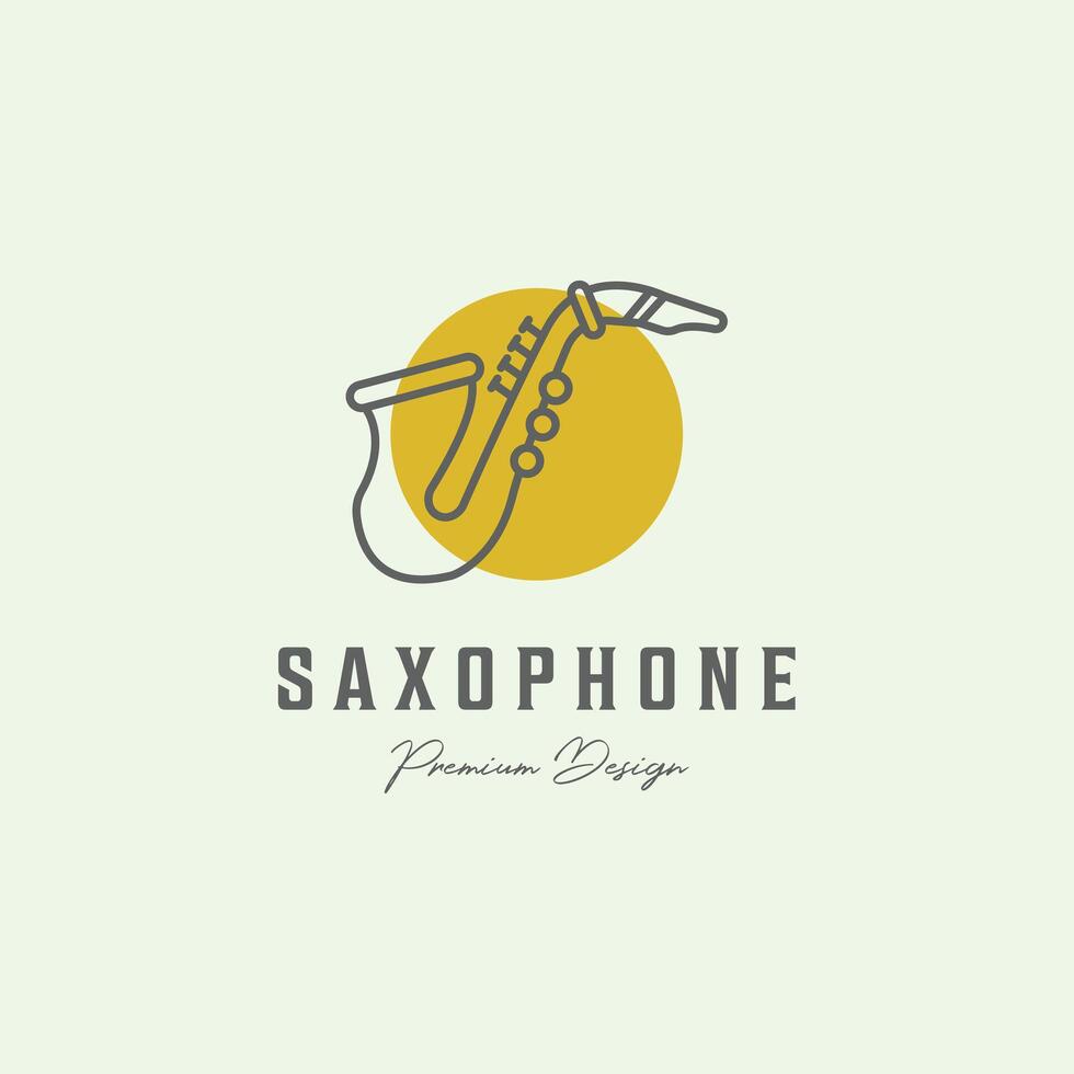 saxophone line art musical instrument design logo minimalist illustration creative vector