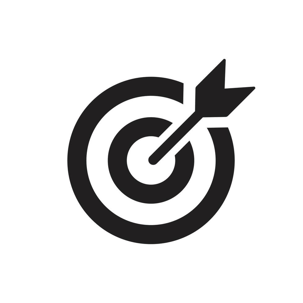 Target icon. Target symbol with arrow isolated on white background. eps 10 vector