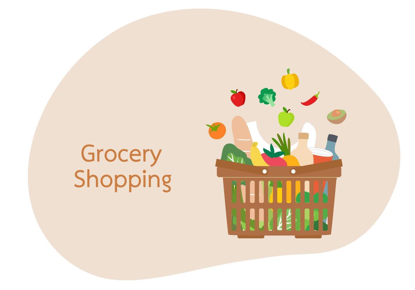 Grocery shopping online and delivery service vector illustration