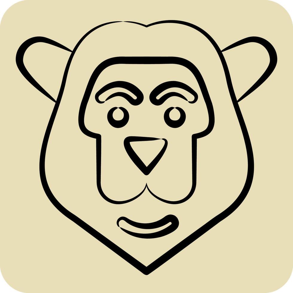 icono león. relacionado a Kenia símbolo. mano dibujado estilo. sencillo diseño editable. sencillo ilustración vector