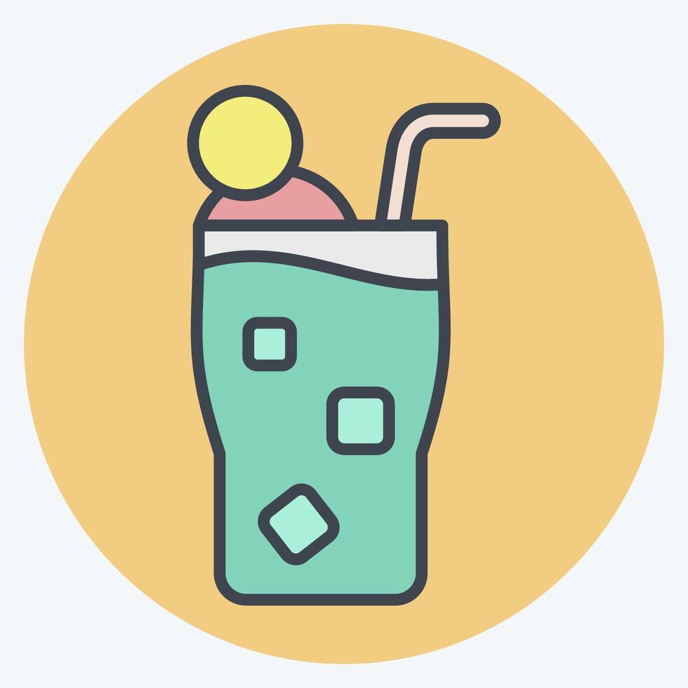 Icon Blue Hawaii. related to Cocktails,Drink symbol. color mate style. simple design editable. simple illustration vector