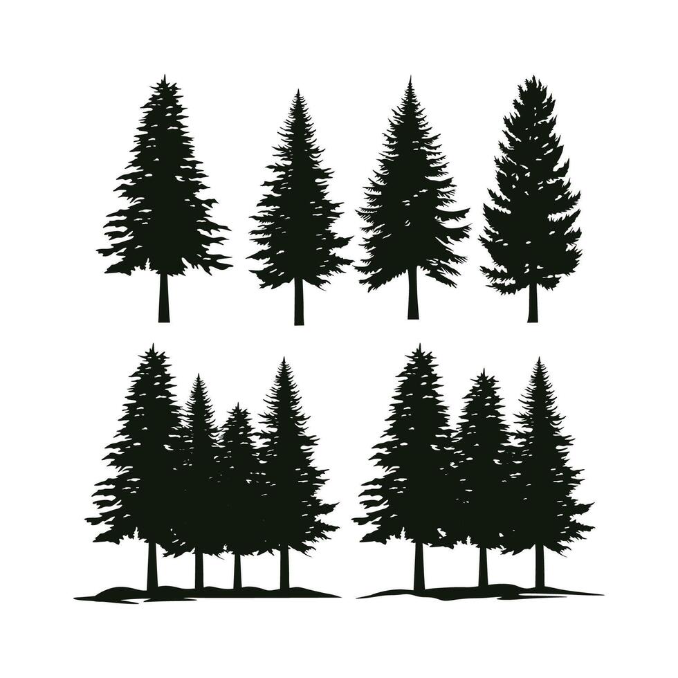 vector set collection of pine tree