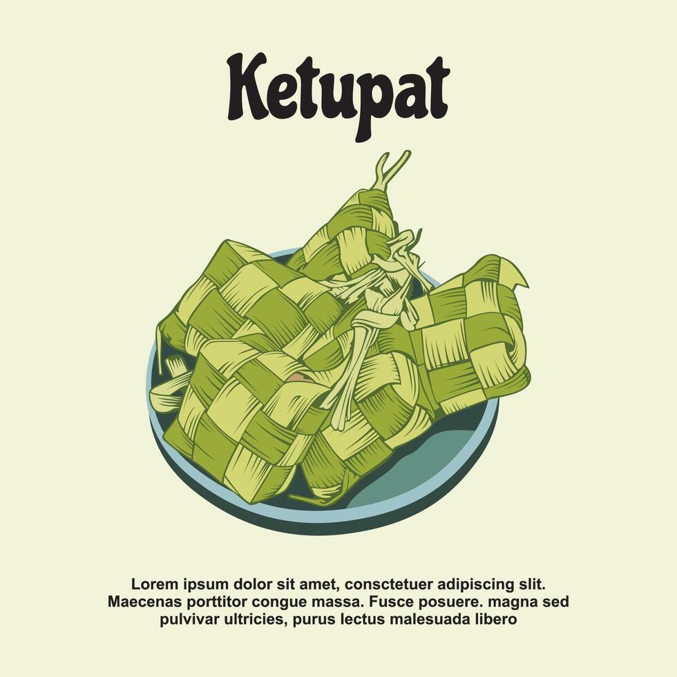 vector illustration Ramadan special traditional Indonesian food, ketupat