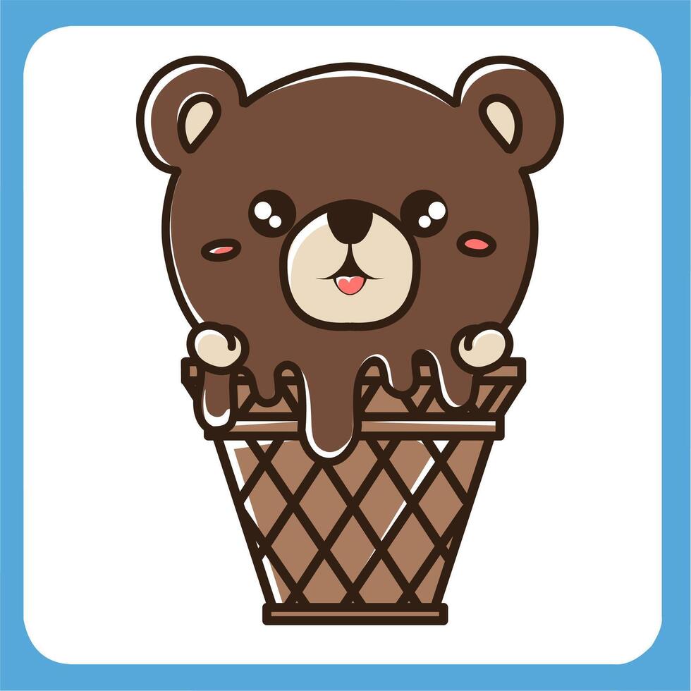 vector ice cream cone with a bear's head on top