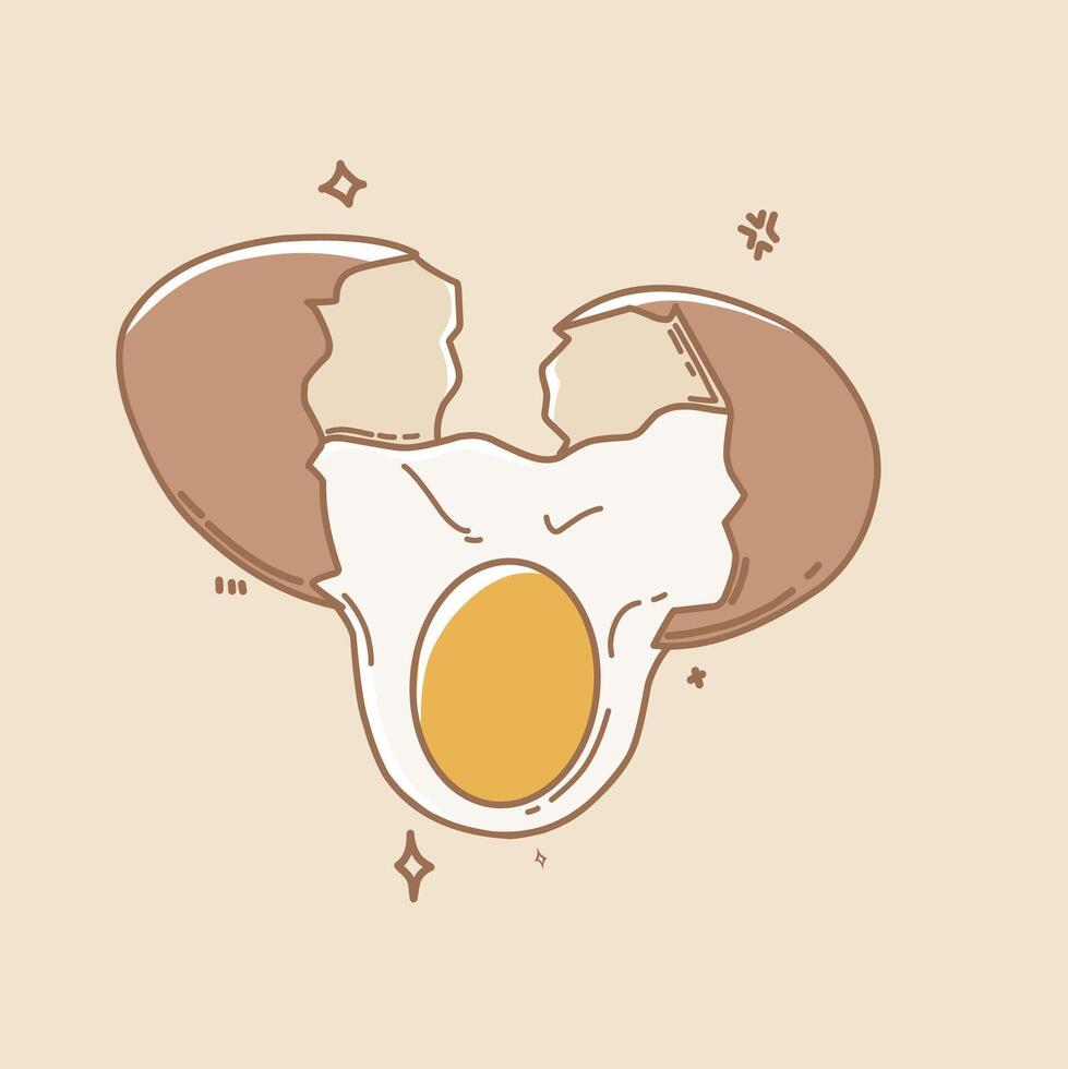 vector illustration of fried eggs, toast and a slice of bread