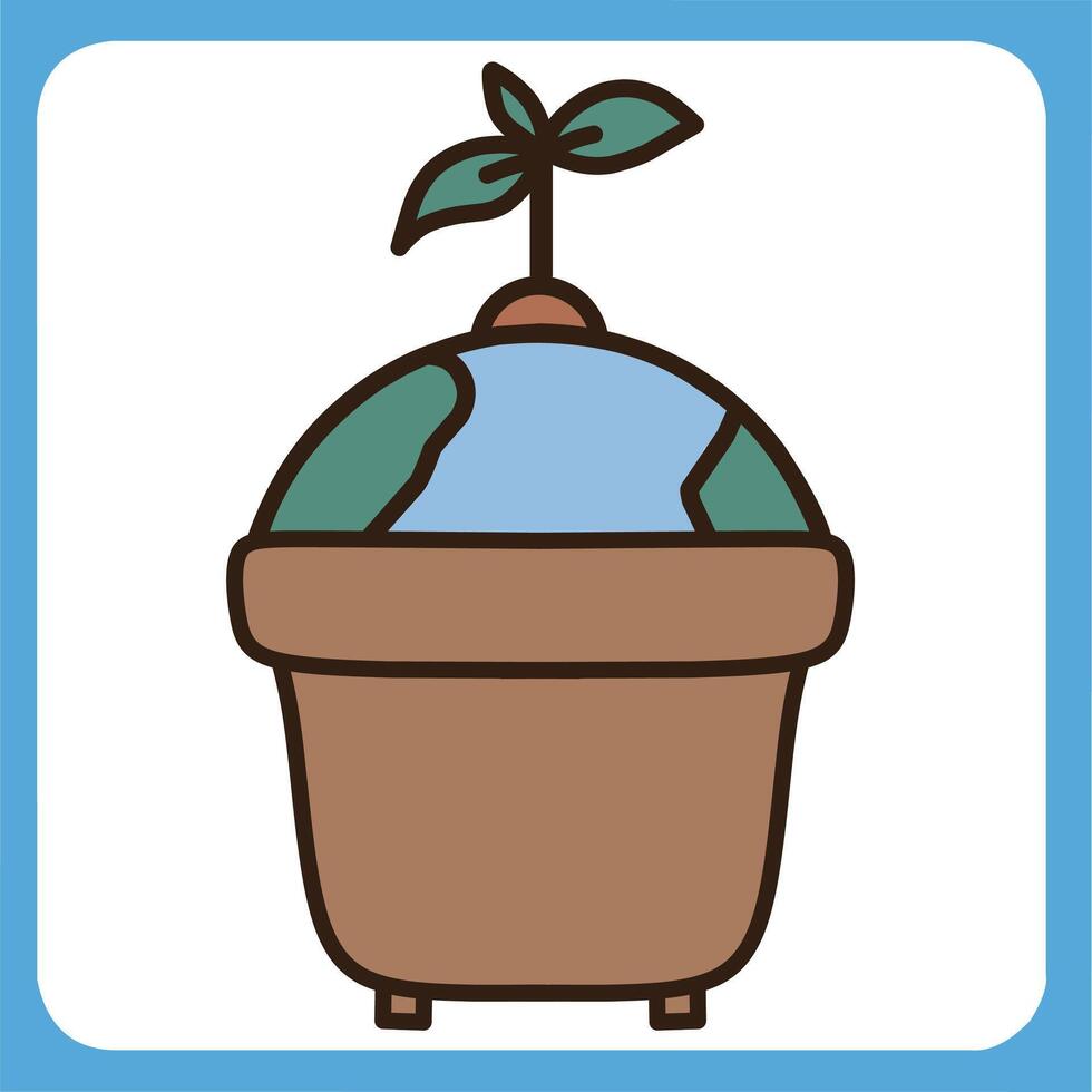 earth globe in a pot icon vector