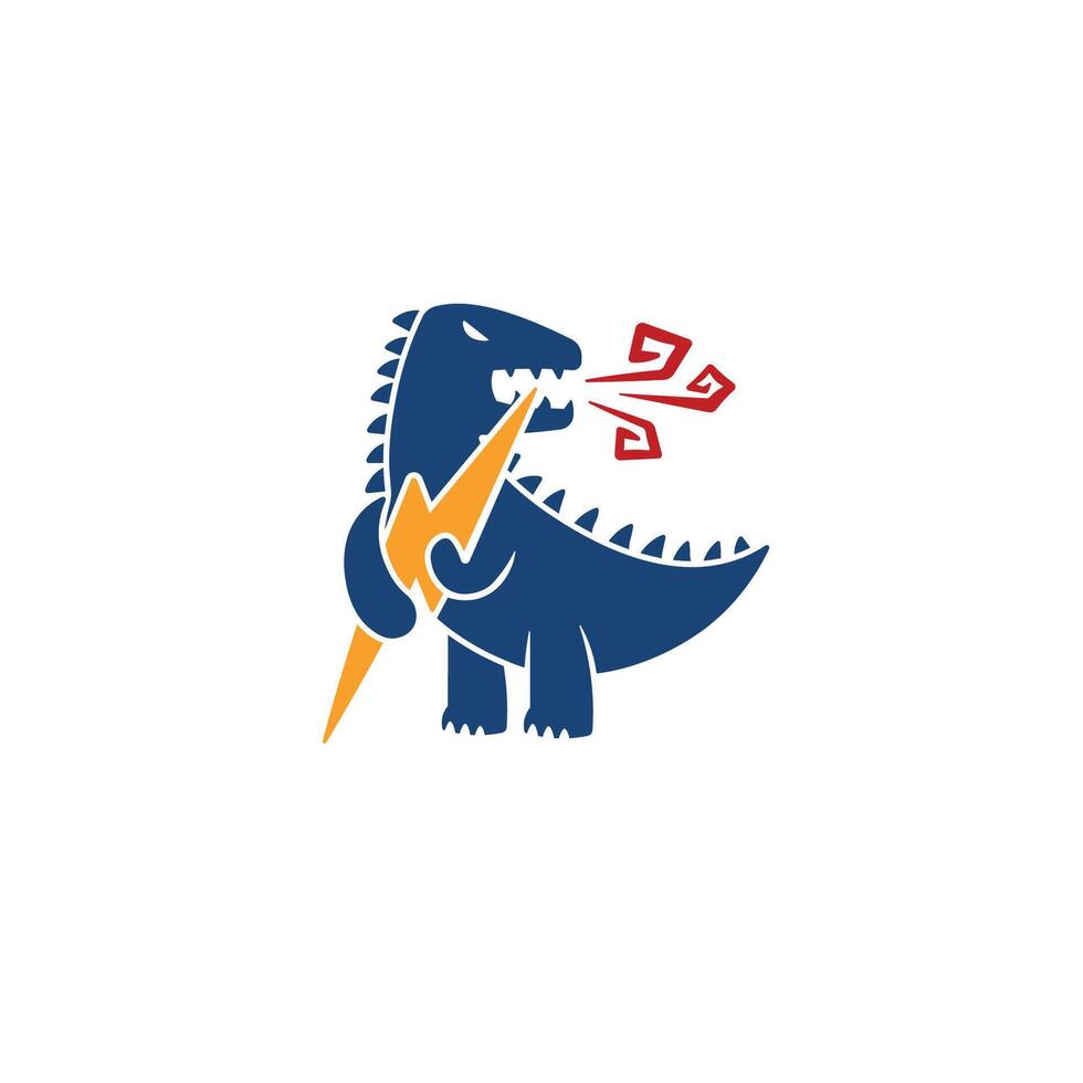 Lightning dragon logo, concept illustration of a dragon holding lightning vector