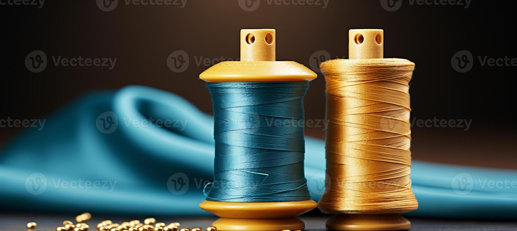 AI generated Close up of tailor s needle and vibrant thread  intricate sewing process under studio lighting. photo