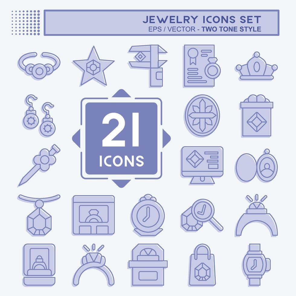 Icon Set Jewelry. related to Wedding symbol. two tone style. simple design editable. simple illustration vector