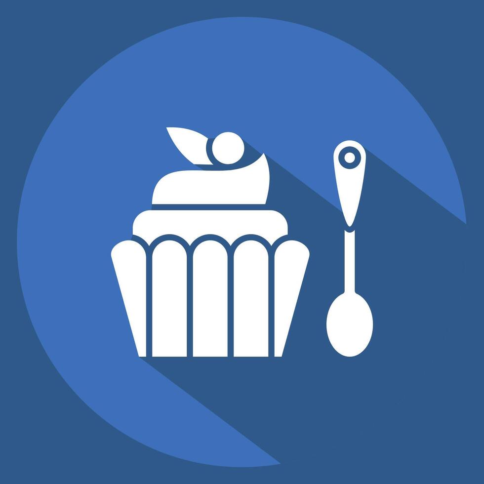 Icon Cupcake. related to Fast Food symbol. long shadow style. simple design editable. simple illustration vector